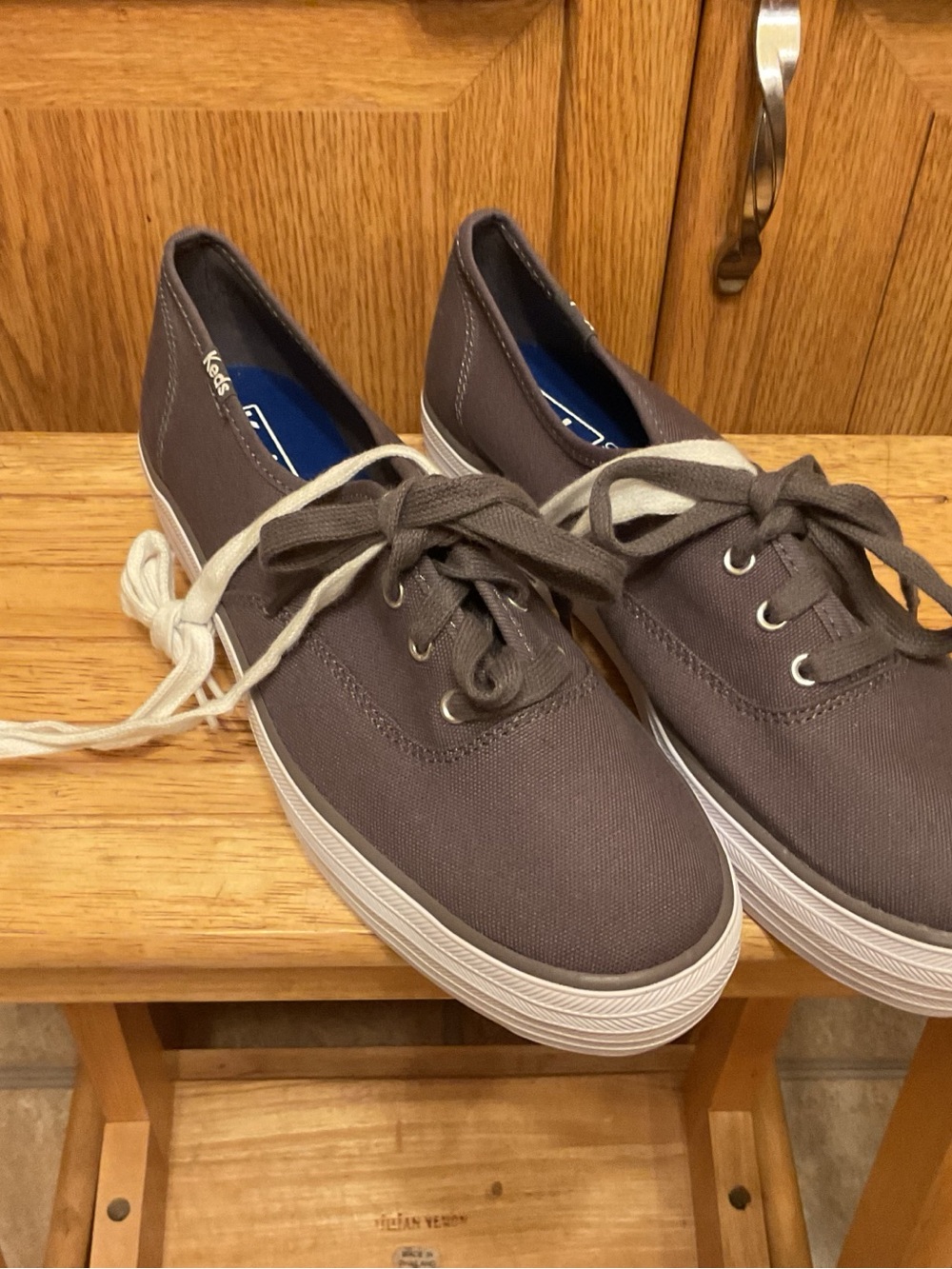 Keds Gray Canvas Low-Top Sneakers with White Soles